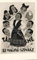 A Tábornokné, Új Magyar Színház, Fedák Sári, Simor Erzsi stb / hungarian theatre advertisement, signed on backside