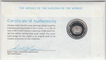 ENSZ 1981. "A Világ nemzeteinek emlékérmei - Kolumbia" Ag emlékérem (15g/0.925/32mm) megcí...