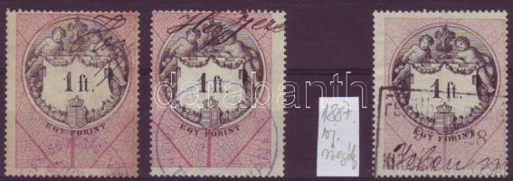 1887 2x1Ft krajcáros vízjellel+1Ft vízjelszegéllyel