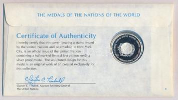 ENSZ 1983. "A Világ nemzeteinek emlékérmei - Albánia" Ag emlékérem (15g/0.925/32mm) megcím...