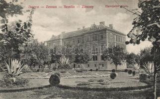 Zimony, Zemun; Leányiskola, Djevojacka Skola / girl school (ázott / wet damage)