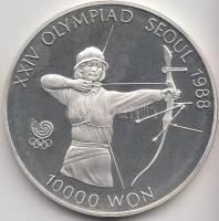 Dél-Korea 1988. 10.000W Ag "Olimpia, íjász" T:PP South Korea 1988. 10.000 Won Ag "Olympics, archery" C:PP Krause KM#62