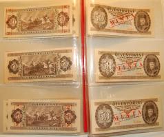 50 Ft forgalmi: 1951 T:I, 1965 T:I, 1969 T:II csak egyszer hajtva, 1975 T:I, 1980 "D" T:I, 1980 "H" T:I, 1983 T:I, 1986 T:I, 1989 T:I + 50 Ft minta: 1951 perf. + piros fny. T:I, 1965 csak perf. erősen felfelé ferdülő sor- és sorozatszámmal! T:I, 1969 perf. + fny. "D 000" sorozatszám T:I, 1980 perf. + fny. "D 000" sorozatszám T:I, 1983 perf. + fny. "D 000" sorozatszám T:I, 1986 perf. + fny. "D 000" sorozatszám T:I, 1989 perf. + fny. T:II csak egyszer hajtva!