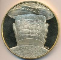 Fritz Mihály (1947-) 1991. "Szovjet csapatok kivonása / KONYEC" aranyozott piefort emlékér...