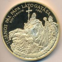 Bognár György (1944-) 1991. "II.János Pál pápa látogatása - Esztergom" aranyozott piefort ...
