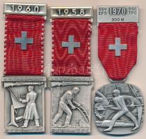 Svájc 1958-1970. 3db klf díjérem mellszalagon T:2 Switzerland 1958-1970. 3pcs of different medal with ribbon C:XF