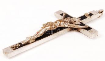 Fém feszület bakelit berakással, 6x13 cm