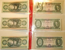 10 Ft forgalmi: 1947 T:II csak egyszer hajtva!, 1949 (2x) az egyikben lemezhiba T:I, 1957 T:I, 1960 T:I, 1962 T:I, 1969 T:I, 1975 T:I + 10 Ft minta: 1957 perf. + piros fny. T:I, 1960 T:I, 1962 T:I, 1969 T:I, 1975 T:I