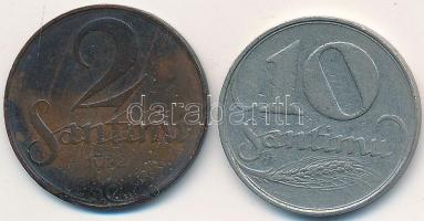 Lettország 1922. 2S + 1922. 10S T:2,2- Latvia 1922. 2 Santimi + 1922. 10 Santimi C:XF,VF
