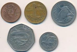 Barbados 1979-1990. 1c-1D (5xklf) T:2 Barbados 1979-1990. 1 Cent - 1 Dollars (5xdiff) C:XF