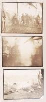 1914-1918 Katonák kivégzése az I. vh-ban, az egyik képen felsorolva a halálra ítéltek nevei, 3 db jelzetlen vintage fotó, 8x11 cm