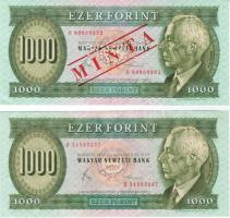 1983 1000 Ft "B" forgalmi T:I + 1000 Ft "B" minta fny. + perf. T:I- (nyomáscsíkkal)