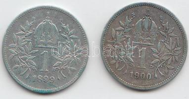 Ausztria 1899-1900. 1K Ag (2x) T:vegyes Austria 1899-1900. 1 Corona Ag (2x) C:mixed