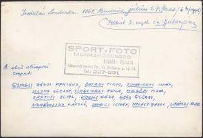 1948 Etényi-Pobuda: Indulás Londonba (Budaörsről), az olimpiai csapat első csoportja, név szerint fe...