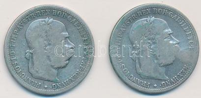Ausztria 1895-1896. 1K Ag (2x) T:vegyes Austria 1895-1896. 1 Corona Ag (2x) C:mixed