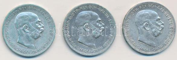 Ausztria 1914-1916. 1K Ag (3xklf) T:vegyes Austria 1914-1916. 1 Corona Ag (3xdiff) C:mixed