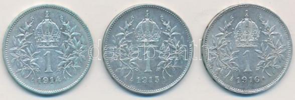 Ausztria 1914-1916. 1K Ag (3xklf) T:vegyes
Austria 1914-1916. 1 Corona Ag (3xdiff) C:mixed