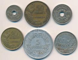 Franciaország 1922-1955. 5c-100Fr (6x) T:vegyes France 1922-1955. 5 Centimes - 100 Francs (6x) C:mixed