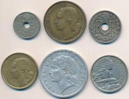 Franciaország 1922-1955. 5c-100Fr (6x) T:vegyes
France 1922-1955. 5 Centimes - 100 Francs (6x) C:mix...