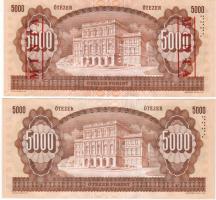 1990 5000 Ft "H" forgalmi T:I + 5000 Ft "H" minta fny. + perf. T:I kisebb papírr...