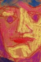 Németh Miklós (1934-2012): Női fej. Kréta, papír, jelzett, üvegezett keretben, 42×24 cm