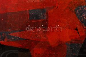 Somlai Vilma (1938-2007): Házrészlet. Olaj, papír, hátán művész pecséttel, üvegezett keretben, 30×36...