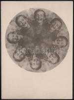 cca 1920-1925 Kerny István (1879-1963): Kör alakú fotómontázs, pecséttel jelzett vintage fotó, 12x9 cm