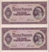 1945. 100P (2x) egymásutáni sorszámmal! T:I