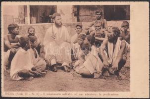 Italian missionary in India, preaching, folklore (gluemark) (wet damage)