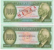 1993 1000 Ft "D" forgalmi T:II+ csak egyszer hajtott + 1000 Ft "D" minta fny. + perf. T:I