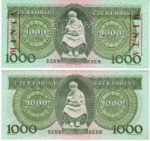 1993 1000 Ft "D" forgalmi T:II+ csak egyszer hajtott + 1000 Ft "D" minta fny. + ...