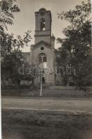 Lepsény, a megsérült katolikus templom, photo; a Magyar Központi Híradó Rt. fényképlevelezőlapja