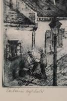 Szentgyörgyvári Gyenes Lajos (1890-1971): Tabáni tájrészlet. Akvatinta, papír, jelzett, üvegezett ke...