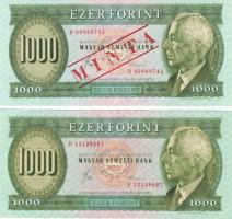 1983 1000 Ft "D" forgalmi T:I + 1000 Ft "C" minta fny. + perf. T:I (nyomáscsíkkal)
