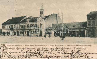 Gyulafehérvár Római katolikus leánynevelde, Erzsébet szálloda; Weisz F. kiadása / Catholic girl school, hotel (EK)