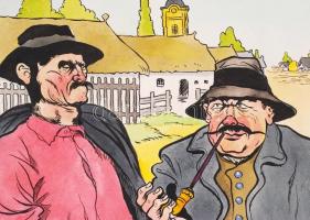 M.I. jelzéssel: Cséplésből hazafelé. Vegyes technika, papír, 44x54 cm