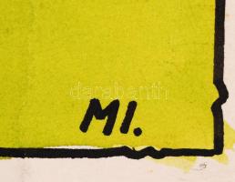 M.I. jelzéssel: Cséplésből hazafelé. Vegyes technika, papír, 44x54 cm