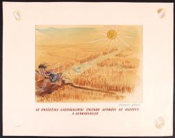 Ruszkay György (1924-1998): Az öntözéses gazdálkodás... Vegyes technika, papír, jelzett, 25x35 cm