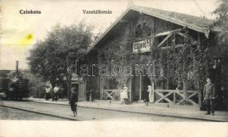 Budapest XVI. Cinkota, vasútállomás; Vámos Manó kiadása (EB)