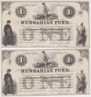 1852. 1$ "Kossuth bankó" (2x) "A" és "B" kitöltetlen T:I- Hungary 1852. 1 Dollar (2x) "A" / "B"  without date and serial number C:AU