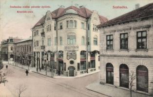 Szabadka, Kossuth utca, Vidéki Takarékpénztár épülete / street, savings bank, cafe (Rb)