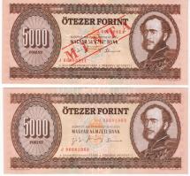 1995 5000Ft "J" forgalmi T:I + 5000Ft "J" minta fny. + perf. T:I