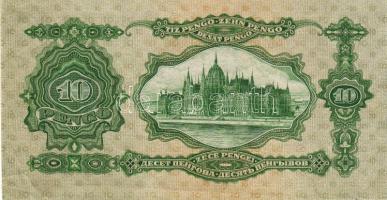 1929 10P fázisnyomat hátlap teljes, előlap sorszámozott csak alapnyomattal átlagon felüli méret (ívszél) T:I