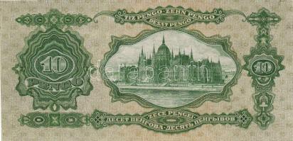 1929 10P fázisnyomat hátlap teljes, előlap sorszámozott csak alapnyomattal normál méret T:I R!