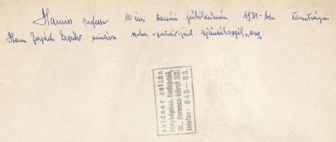 1934 Seidner Zoltán (1896-1960): Dr. Hainiss Elemér professzort 10 éves tanári jubileuma alkalmából ...