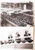 cca 1957-1958 Dísztribün a Felvonulás téren, a kormánytagokkal, vezető politikusokkal; az Ifjú Gárda eskütétele; 2 db fénykép, 18x23 és 16x23 cm