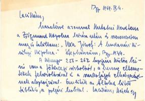 Dr. Cenner Mihály levele Körmendy László rádióbemondónak