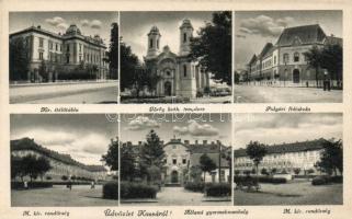 Kassa, Királyi ítélőtábla, Görög katolikus templom, Polgári fiúiskola, Rendőrség, Állami gyermekmenhely / court, Greek catholic church, boy school, police, asylum