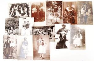 cca 1920-1950 Népviseleti, viselettörténeti tétel, 13 db, 9x13 cm