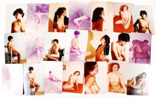 cca 1970-1980 Finoman erotikus fényképek szobában és a szabadban, 21 db fotó, 9x12 cm /
erotic photo...